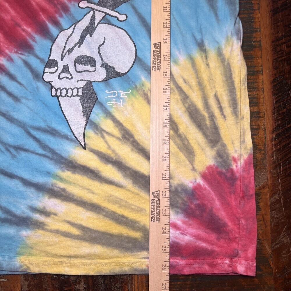 Ed Hardy T-Shirt Women's Small Aqua Cotton Tie-Dye Skull Knife Graphic Vintage - Picture 4 of 8